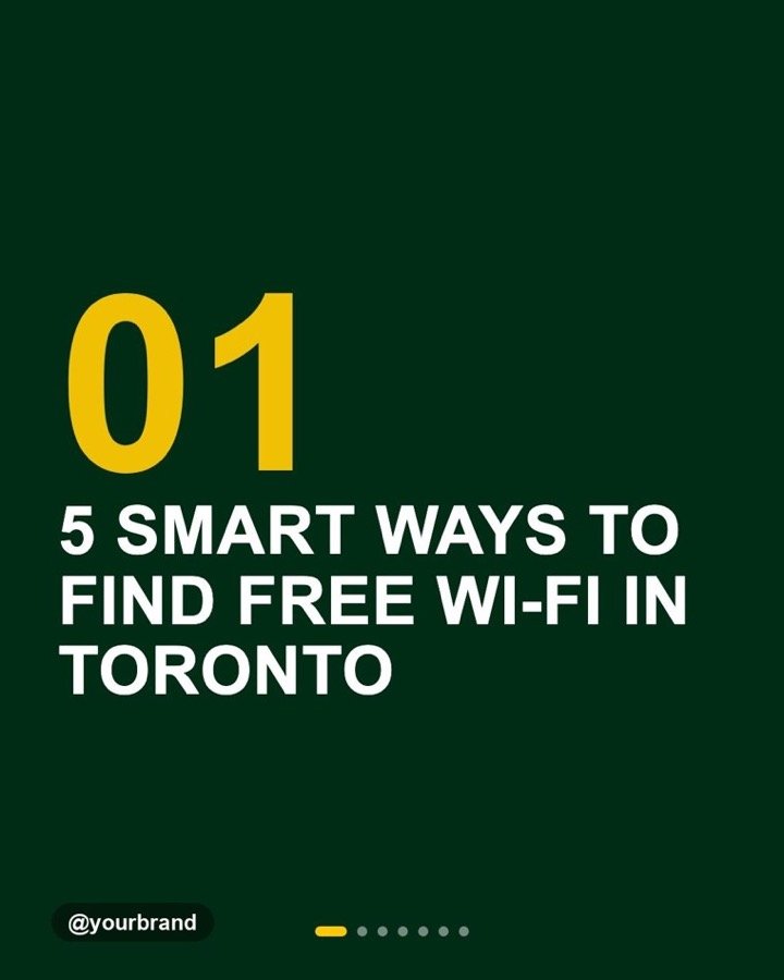 Sample carousel cover slide: five smart ways to find free Wi-Fi.